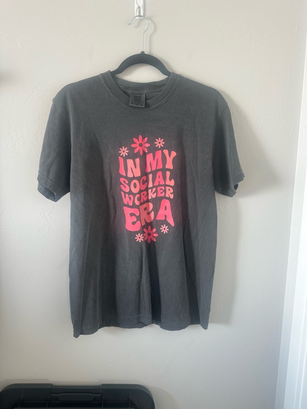Comfort Colors Black Tee with Pink Graphic "In My Social Worker Era"